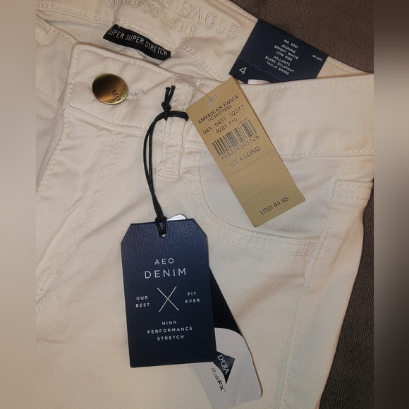 NWT American Eagle sz 4 LONG white jeans jeggings super super stretch - Picture 2 of 9